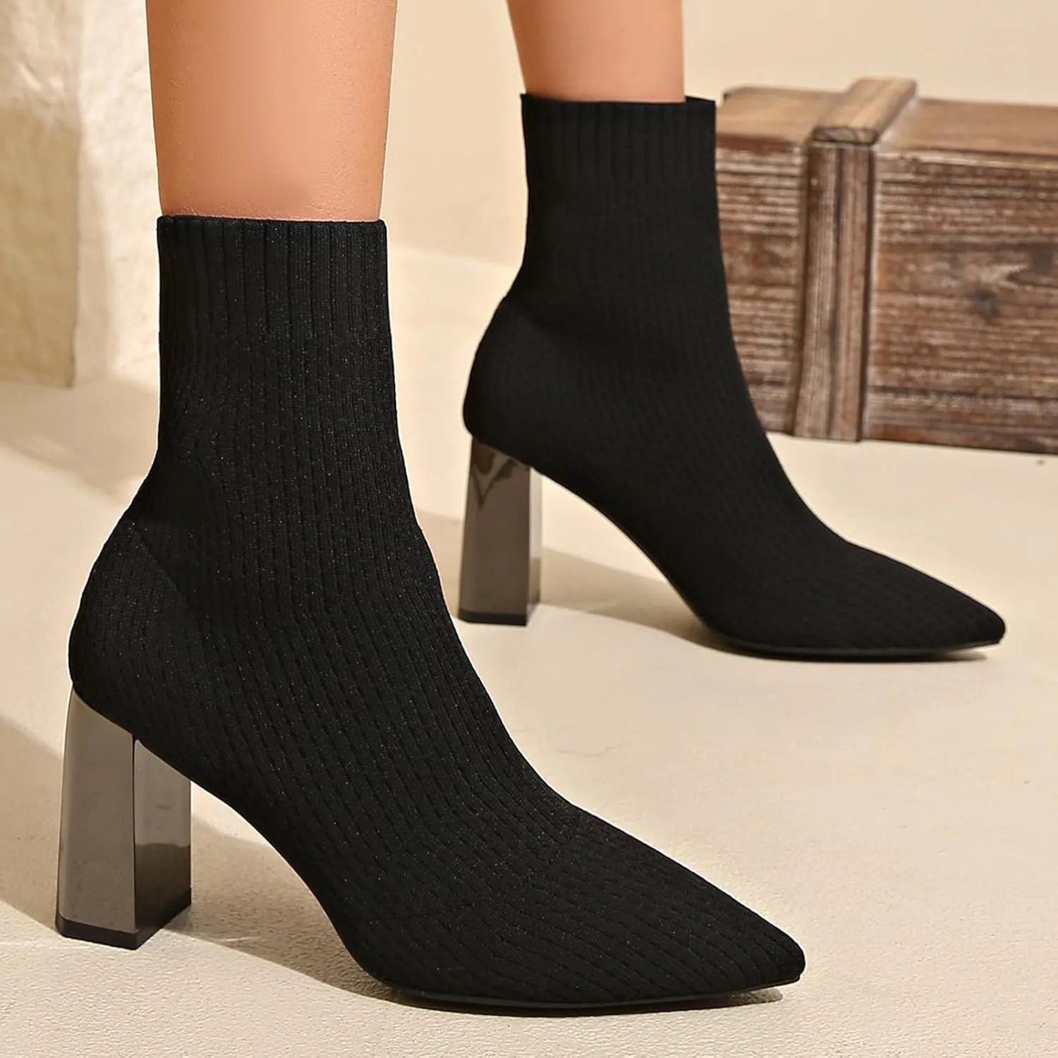 Women Ankle Boots Womens Dress Boots Chunky Boots Women's Ankle Boots Short Booties Low Block Heel Ankle Booties