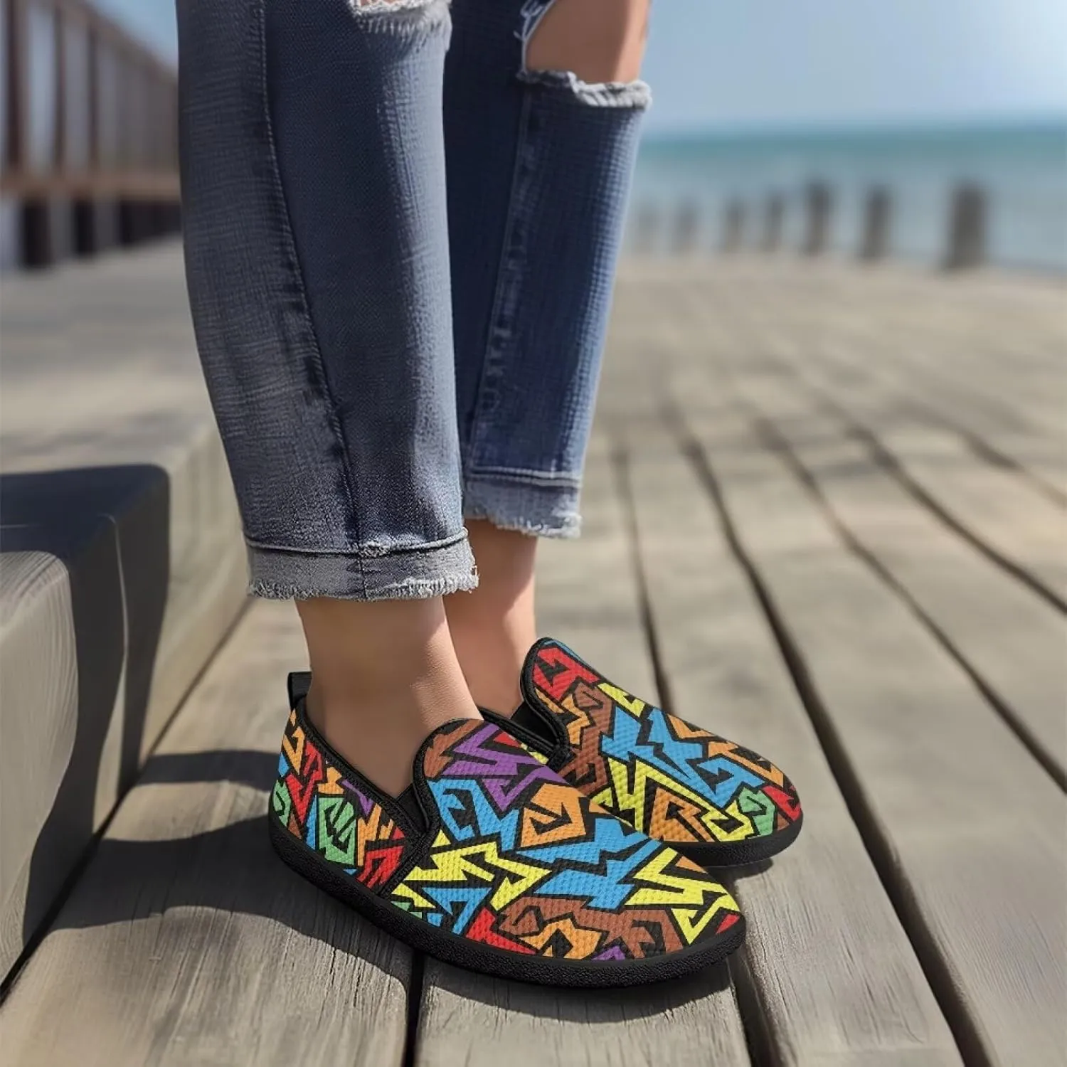 Women Comfortable Fashionable Shoes Breathable Slip On Mesh Shoes Casual Lightweight Tennis Sneakers for Jumping US 6-11 Black Sole