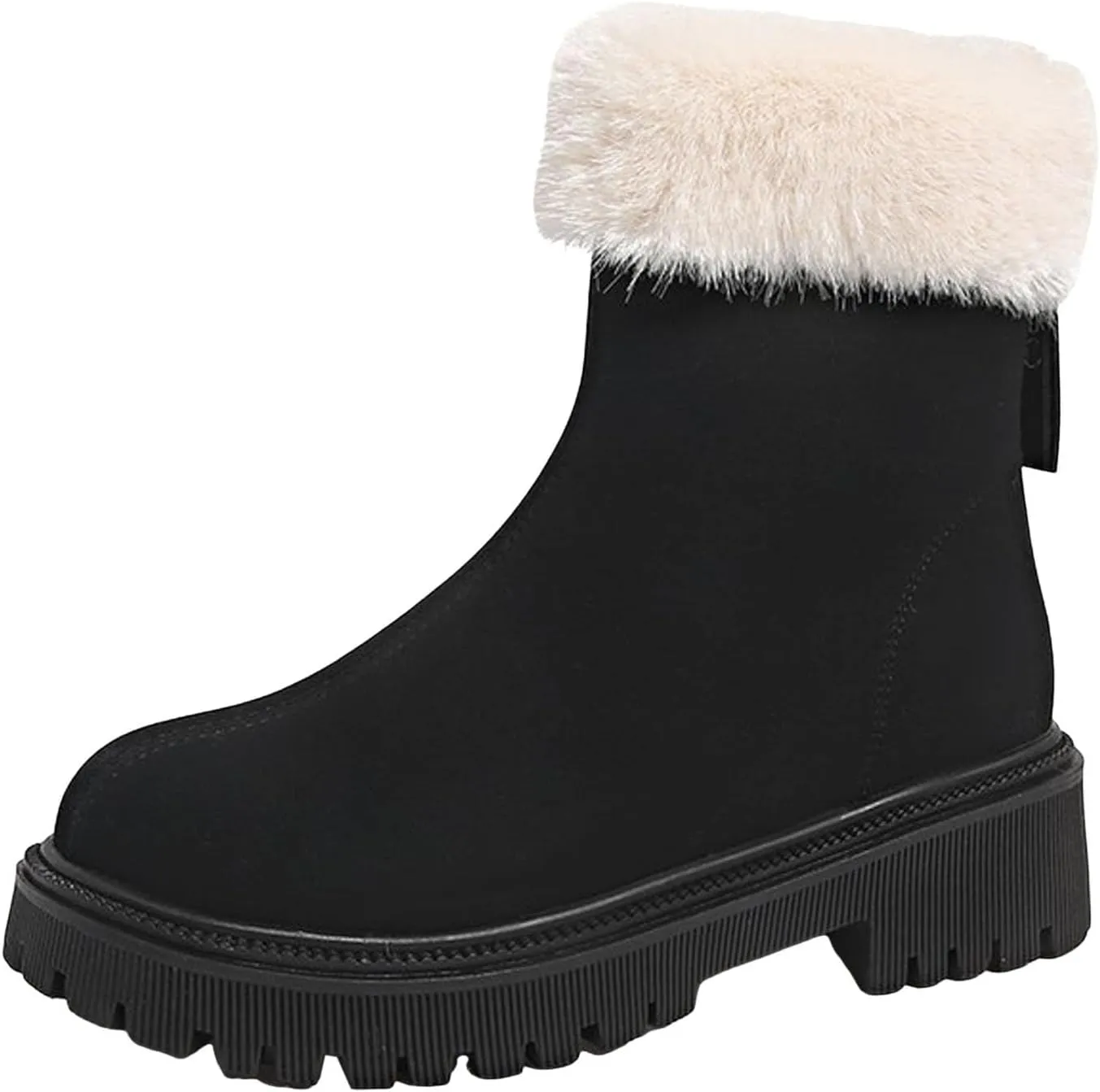 Women Winter Boots Short Boots Women Warm Ankle Boots Chunky Block Low Heel Comfortable Booties with Zipper