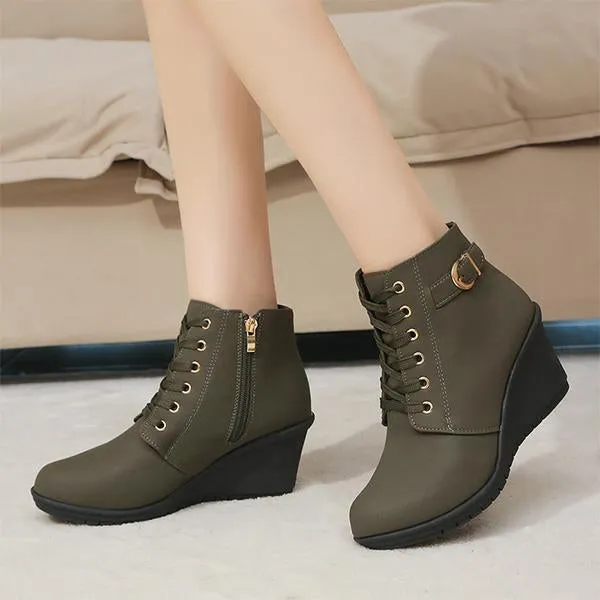 Women's Casual Everyday Lace-Up Wedge Ankle Boots 05328245S