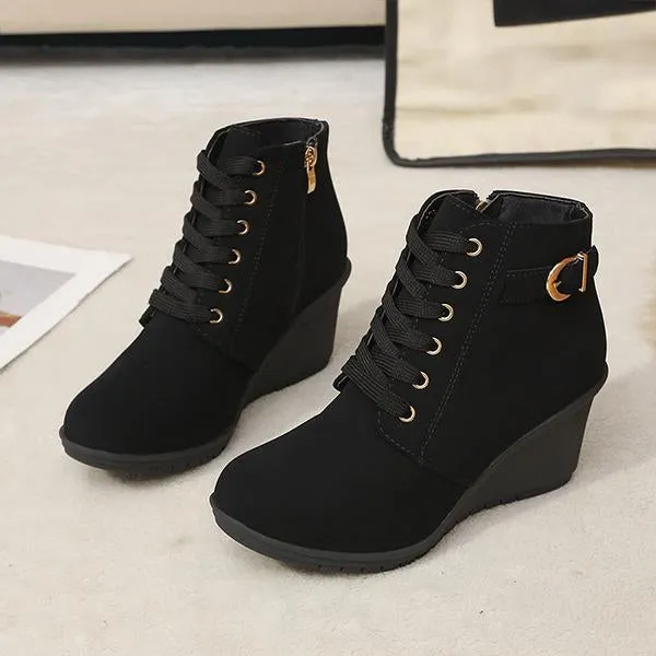 Women's Casual Everyday Lace-Up Wedge Ankle Boots 05328245S