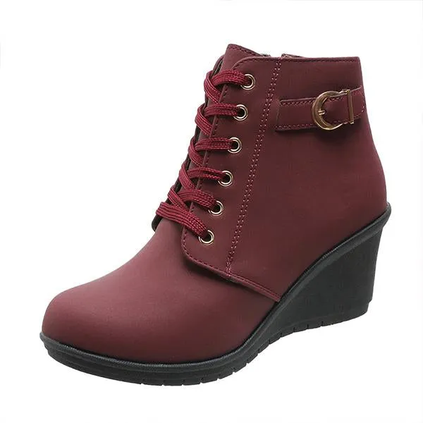 Women's Casual Everyday Lace-Up Wedge Ankle Boots 05328245S