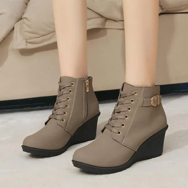 Women's Casual Everyday Lace-Up Wedge Ankle Boots 05328245S