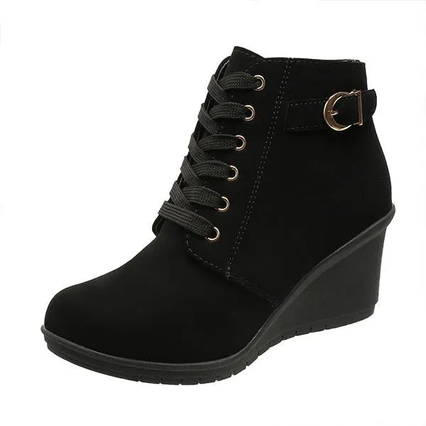 Women's Casual Everyday Lace-Up Wedge Ankle Boots 05328245S