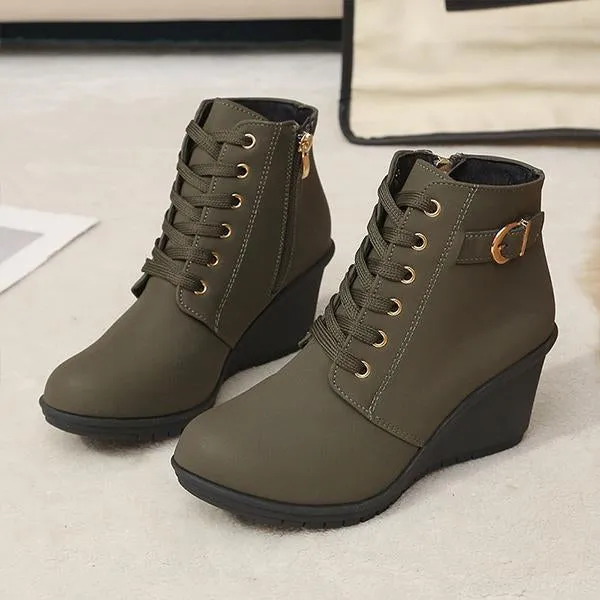 Women's Casual Everyday Lace-Up Wedge Ankle Boots 05328245S