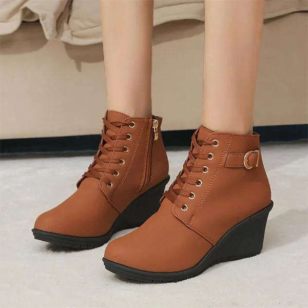 Women's Casual Everyday Lace-Up Wedge Ankle Boots 05328245S