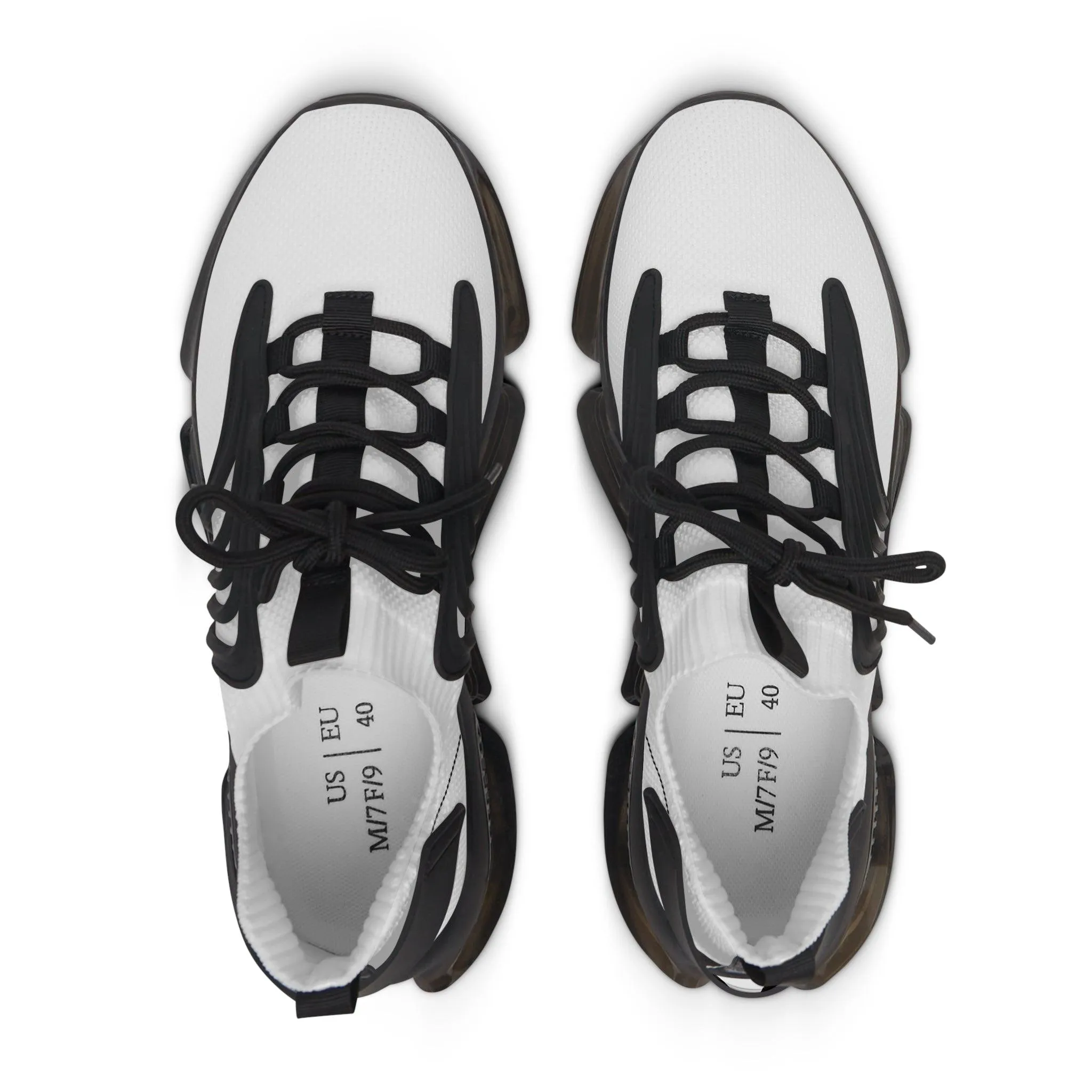 Women's Mesh Sneakers - White with Black Soles