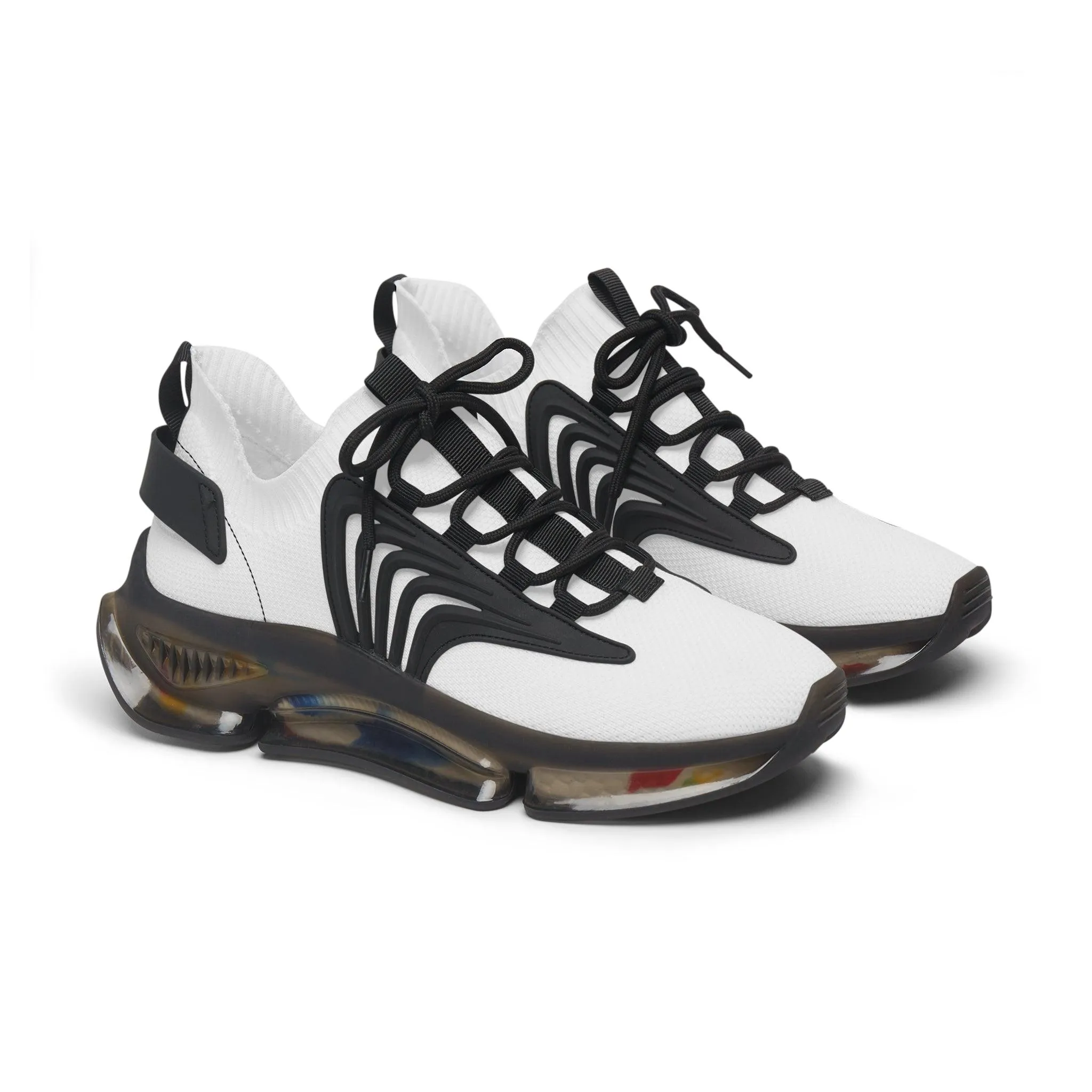 Women's Mesh Sneakers - White with Black Soles