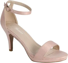 Women's open toe Mid Heel Single Band Sandal with Ankle Strap