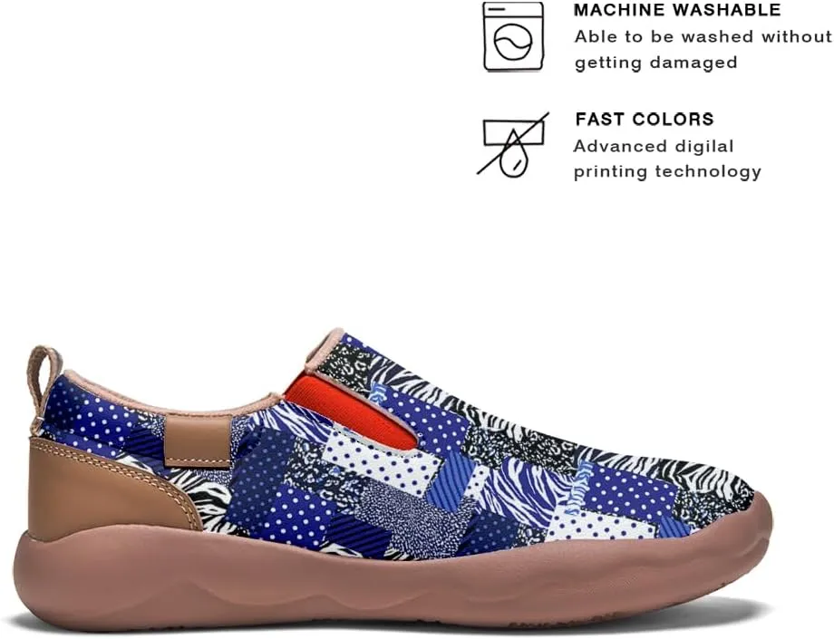 Women's Slip-On Loafers Art Painted Ladies Walking Shoes Lightweight Comfort Fashion Travel Sneaker Ethnic Patchwork Print