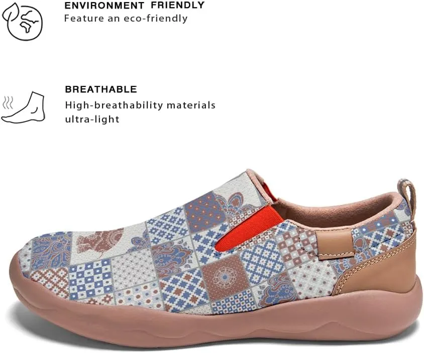 Women's Slip-On Loafers Art Painted Ladies Walking Shoes Lightweight Comfort Fashion Travel Sneaker Ethnic Patchwork Print