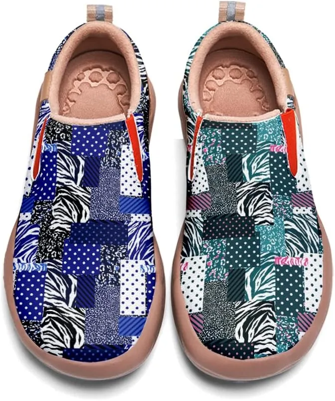 Women's Slip-On Loafers Art Painted Ladies Walking Shoes Lightweight Comfort Fashion Travel Sneaker Ethnic Patchwork Print