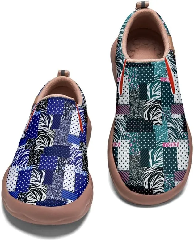 Women's Slip-On Loafers Art Painted Ladies Walking Shoes Lightweight Comfort Fashion Travel Sneaker Ethnic Patchwork Print