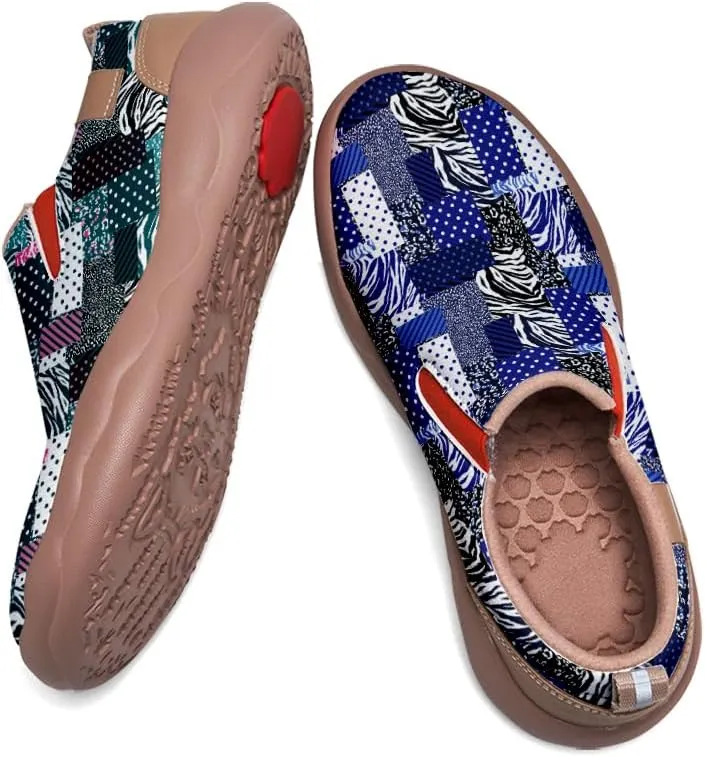 Women's Slip-On Loafers Art Painted Ladies Walking Shoes Lightweight Comfort Fashion Travel Sneaker Ethnic Patchwork Print