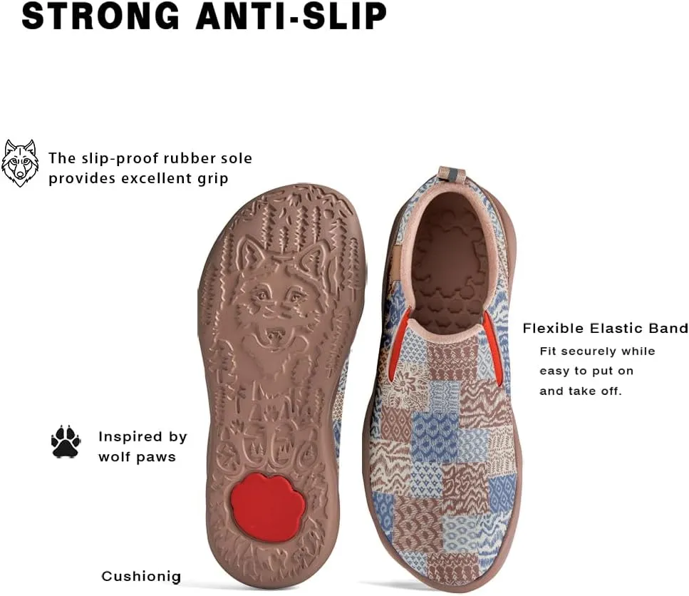 Women's Slip-On Loafers Art Painted Ladies Walking Shoes Lightweight Comfort Fashion Travel Sneaker Ethnic Patchwork Print