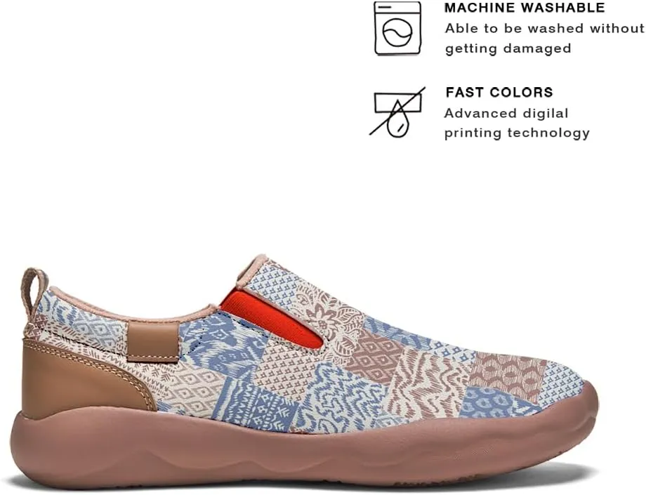 Women's Slip-On Loafers Art Painted Ladies Walking Shoes Lightweight Comfort Fashion Travel Sneaker Ethnic Patchwork Print