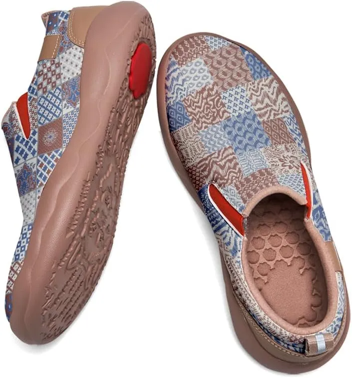 Women's Slip-On Loafers Art Painted Ladies Walking Shoes Lightweight Comfort Fashion Travel Sneaker Ethnic Patchwork Print