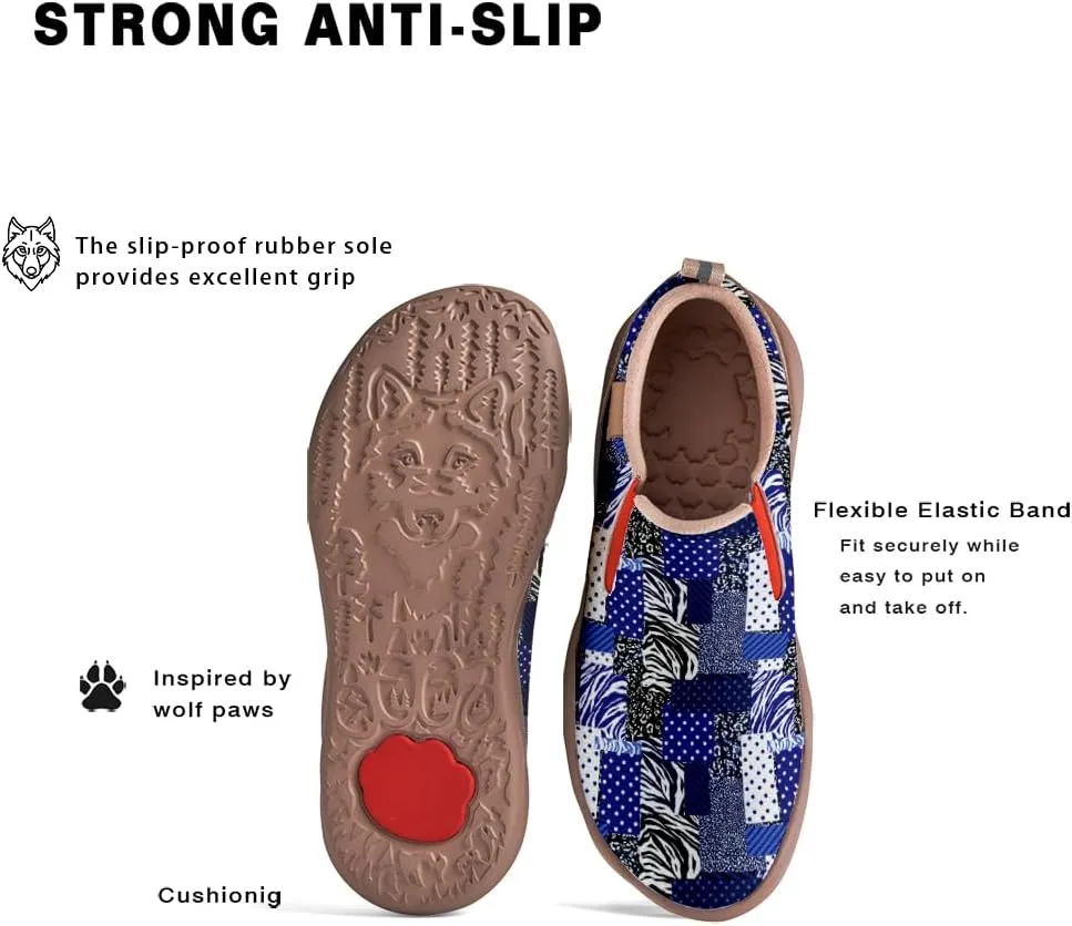 Women's Slip-On Loafers Art Painted Ladies Walking Shoes Lightweight Comfort Fashion Travel Sneaker Ethnic Patchwork Print