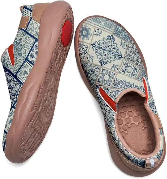 Women's Slip-On Loafers Art Painted Ladies Walking Shoes Lightweight Comfort Fashion Travel Sneaker Ethnic Patchwork Print