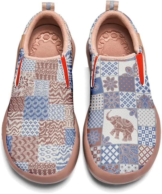 Women's Slip-On Loafers Art Painted Ladies Walking Shoes Lightweight Comfort Fashion Travel Sneaker Ethnic Patchwork Print