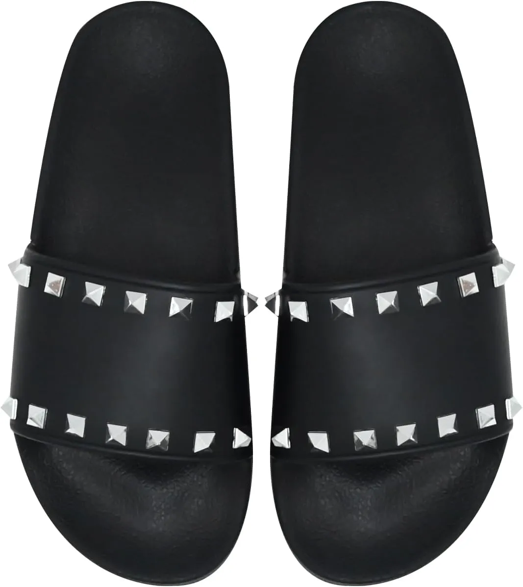 Women's Studded Flat Slippers Slip On Summer Indoor and Outdoor Slide Sandals Beach Rain Shoes